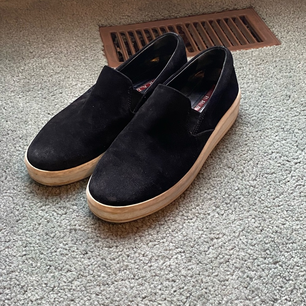 Prada Suede Slip On Sneakers